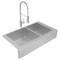 Elkay 18 Gauge SS 35-7/8" x 20-1/4" x 9" 60/40 Dbl Bowl Farmhouse Sink and Faucet Kit with Drain ECTRUF32179RFCC - alternate 4